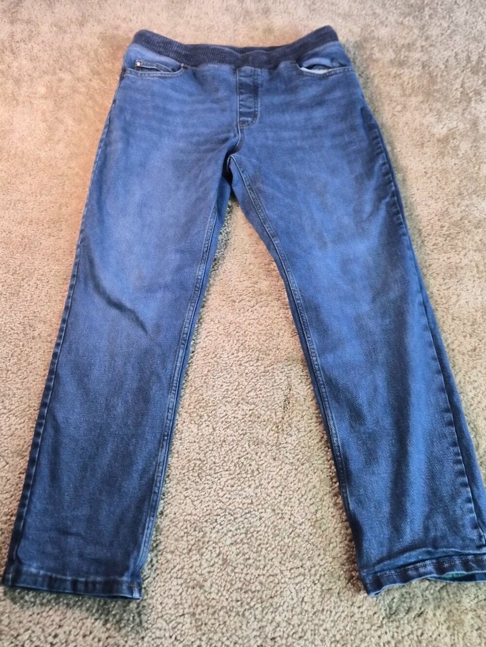 Lands End Boys XL 14H / 16H Blue Jeans Lined Pant Winter Cold Weather Fall G026